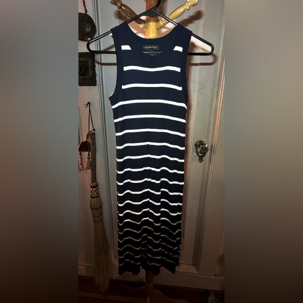 Banana Republic Stretch ribbed knit stripe dress.